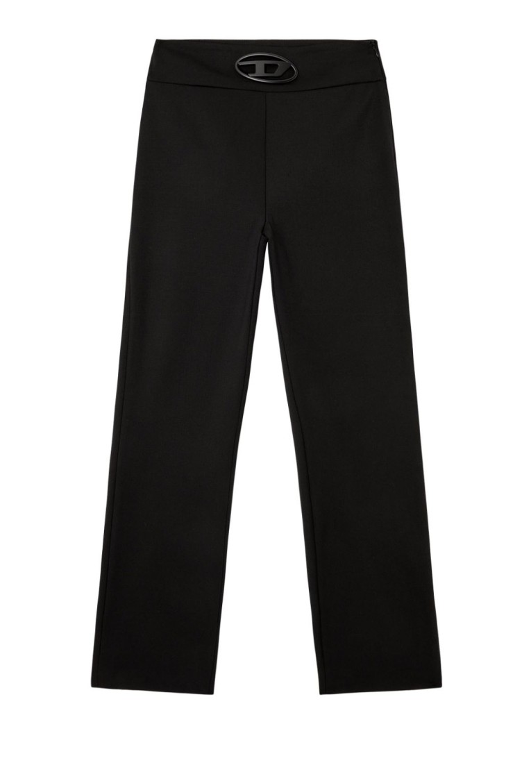 Diesel Tailored High-waist Trousers With Wide Leg In Black