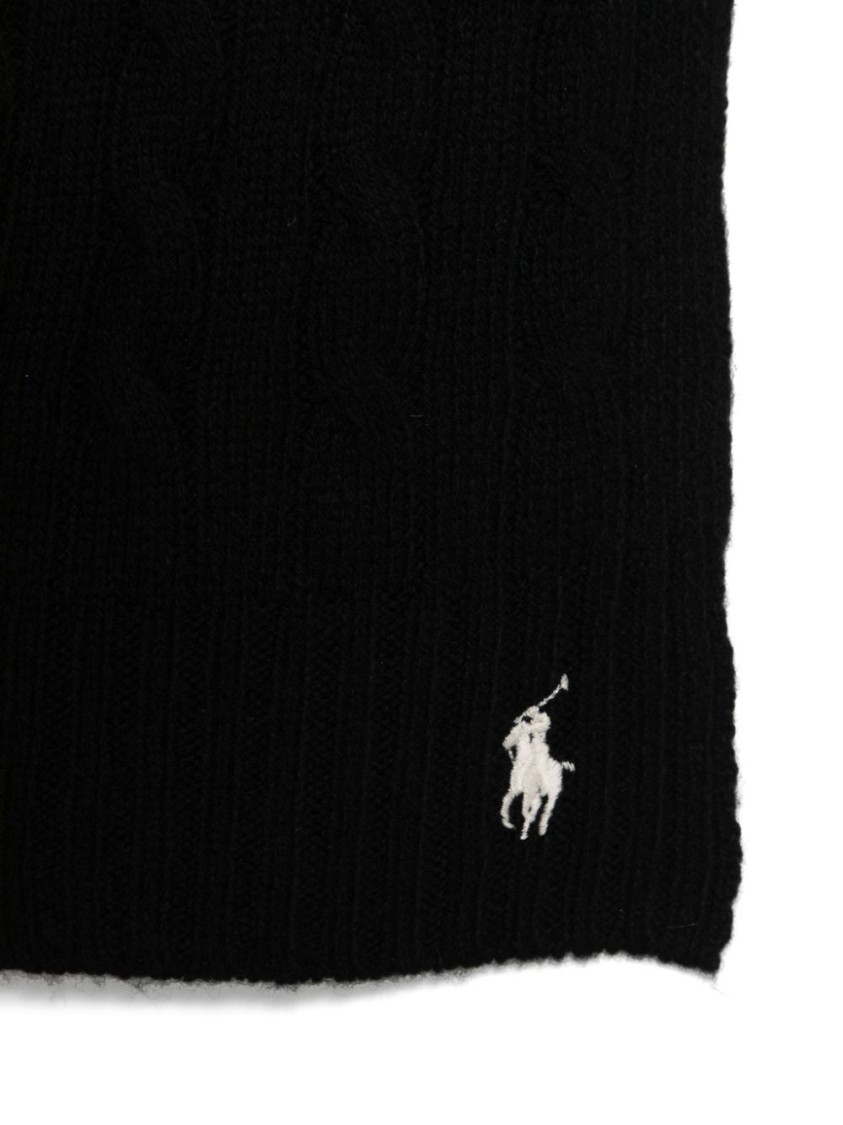 Polo Ralph Lauren Wool And Cashmere Blend Black Scarf In Black