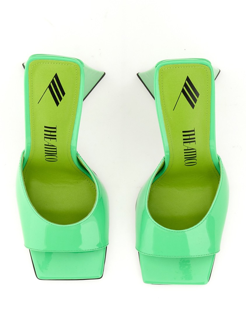 Attico Devon Patent Leather Sandals In Green