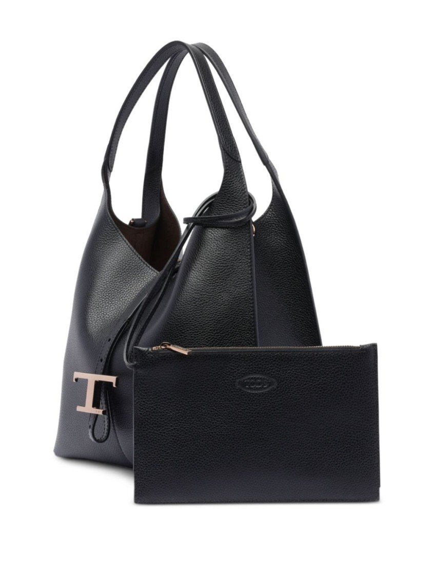 Tod's Black Handbag With Distinctive Logo In Black