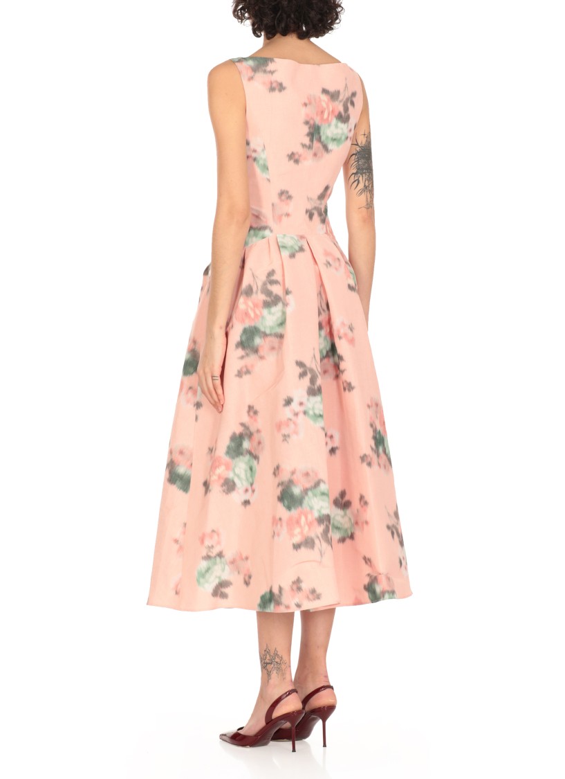 Shop Philosophy Di Lorenzo Serafini Pink Linen Midi Dress