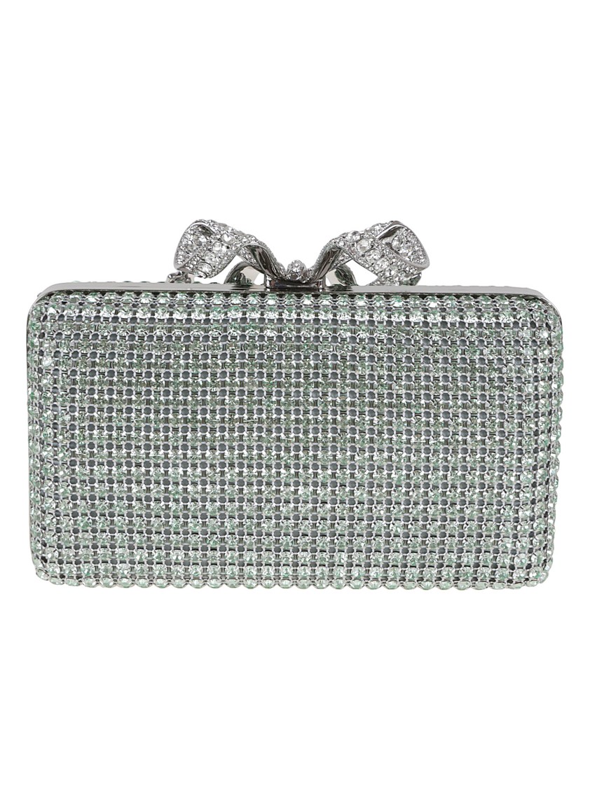 Self-portrait Green Chainmail Clutch Bag In Green