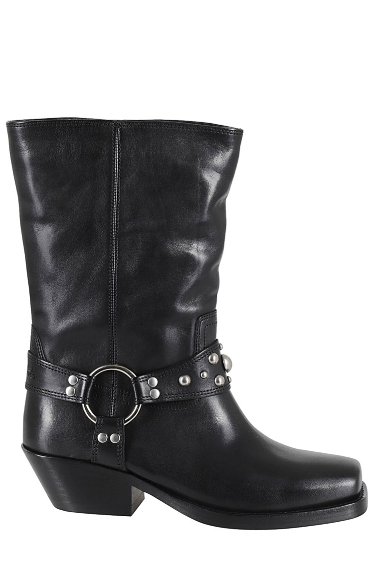 Isabel Marant Antya Leather Cowboy Boots In Black