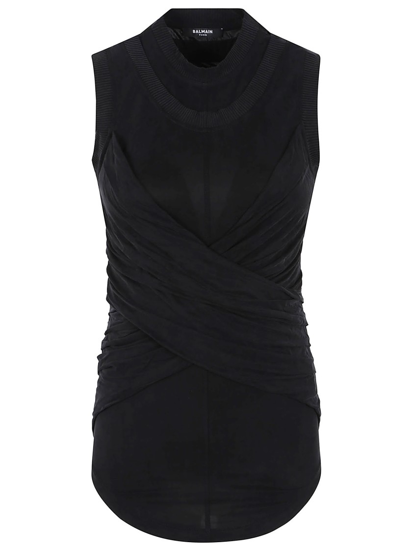 BALMAIN BALMAIN SL DOUBLE COLLAR TWISTED TANK TOP