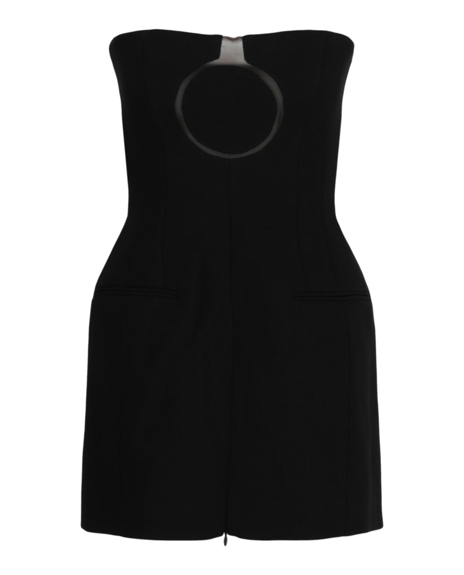 Ferragamo Pure Wool Mini Dress With Tulle Insert