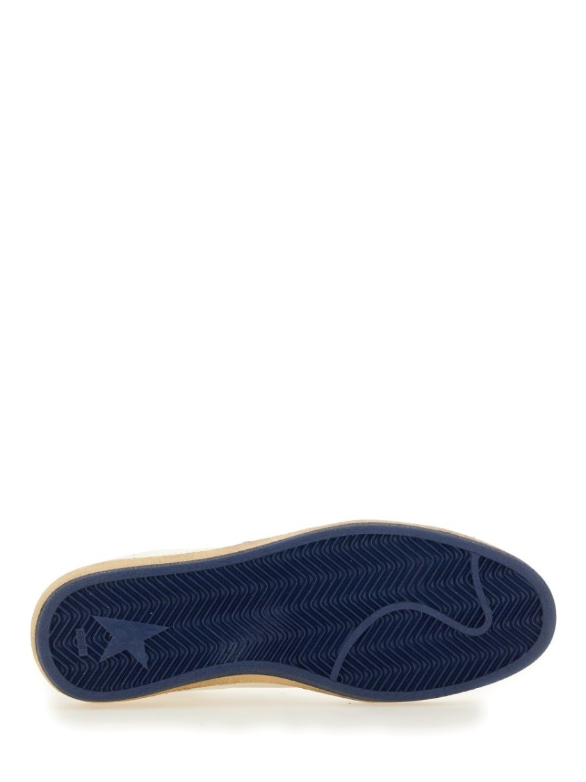 Golden Goose Ball Star Sneakers In White Nappa Leather With Light Blue Laminated Leather Star And Heel Tab