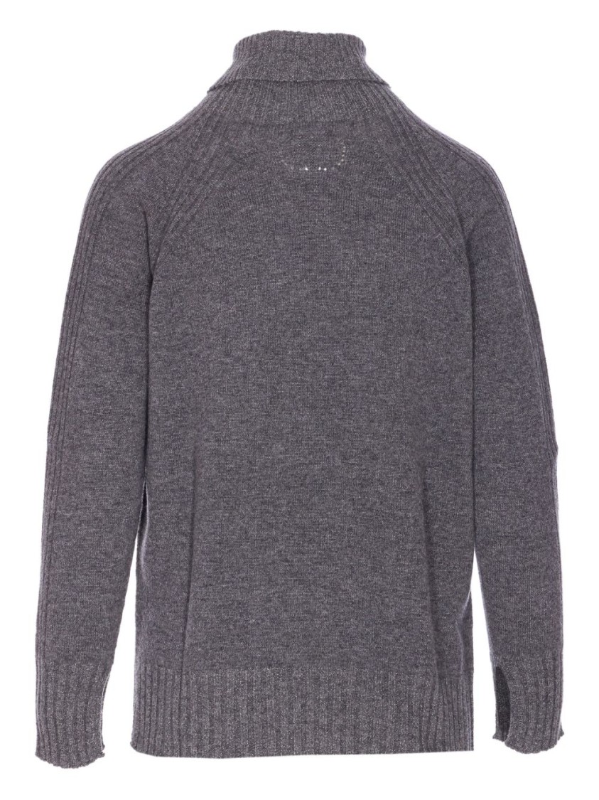 Twinset Twin-set High Neck Relaxed-fit Sweater With Ribbed Detailing In Gray
