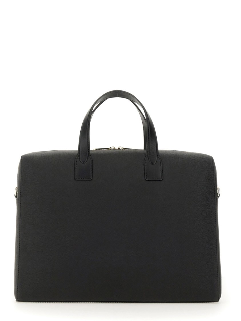 Paul Smith Leather Signature Stripe Briefcase In Black