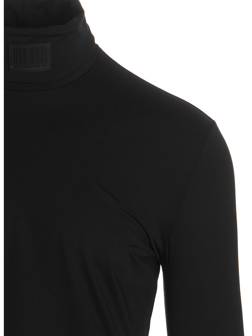 Vtmnts Turtleneck Logo Sweater In Slim Fit In Black