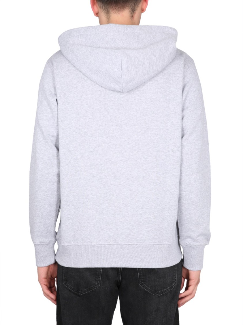 Shop Versace Jeans Couture Cross-neck Grey Sweatshirt With Bold Logo Design