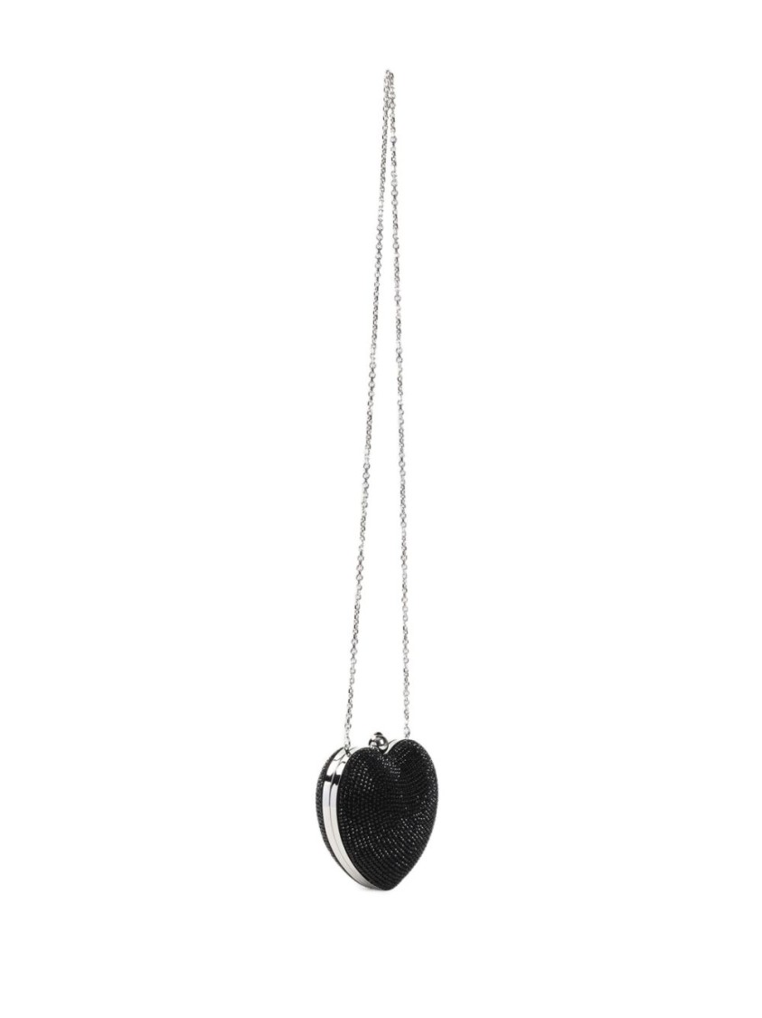 Mach&mach Mach & Mach Heart-shaped Black Clutch With Shimmering Embellishments In Red