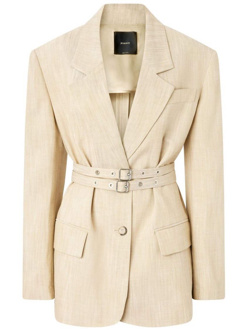 Pinko Belted Waist Blazer With Front Button Fastening