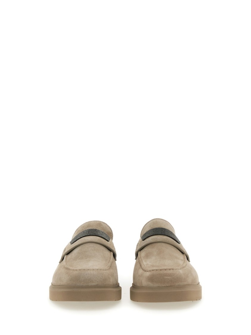 Brunello Cucinelli "penny" Suede Moccasin In Brown