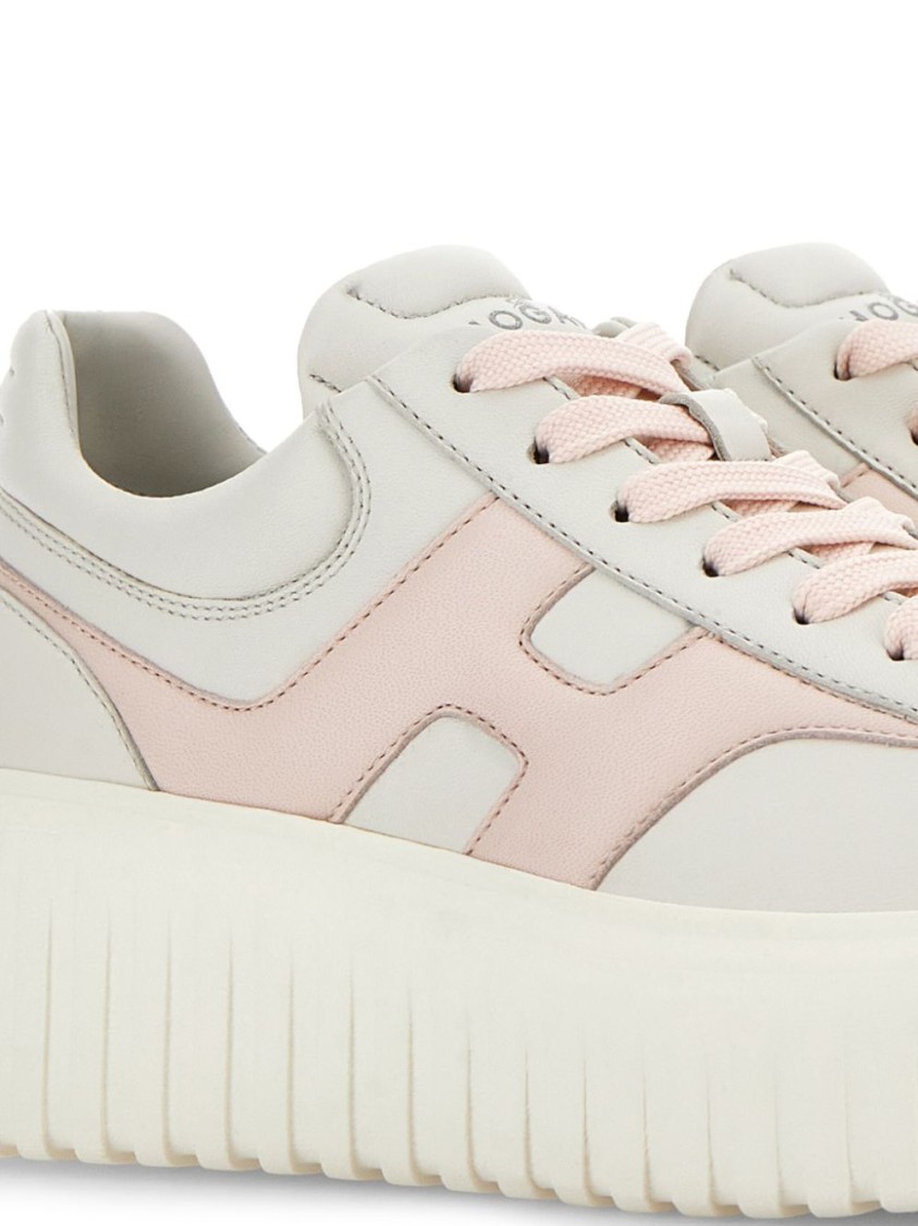 HOGAN HOGAN LAMBSKIN SNEAKERS WITH ROUND TOE AND PLATFORM SOLE