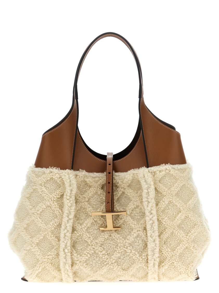 Tod's Medium 't Timeless' Shopping Bag In Neutral