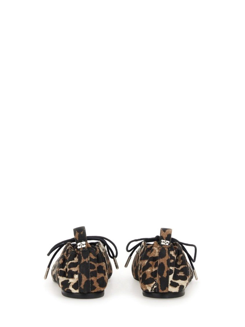 Shop Ganni Lace-up Ballerina In Brown