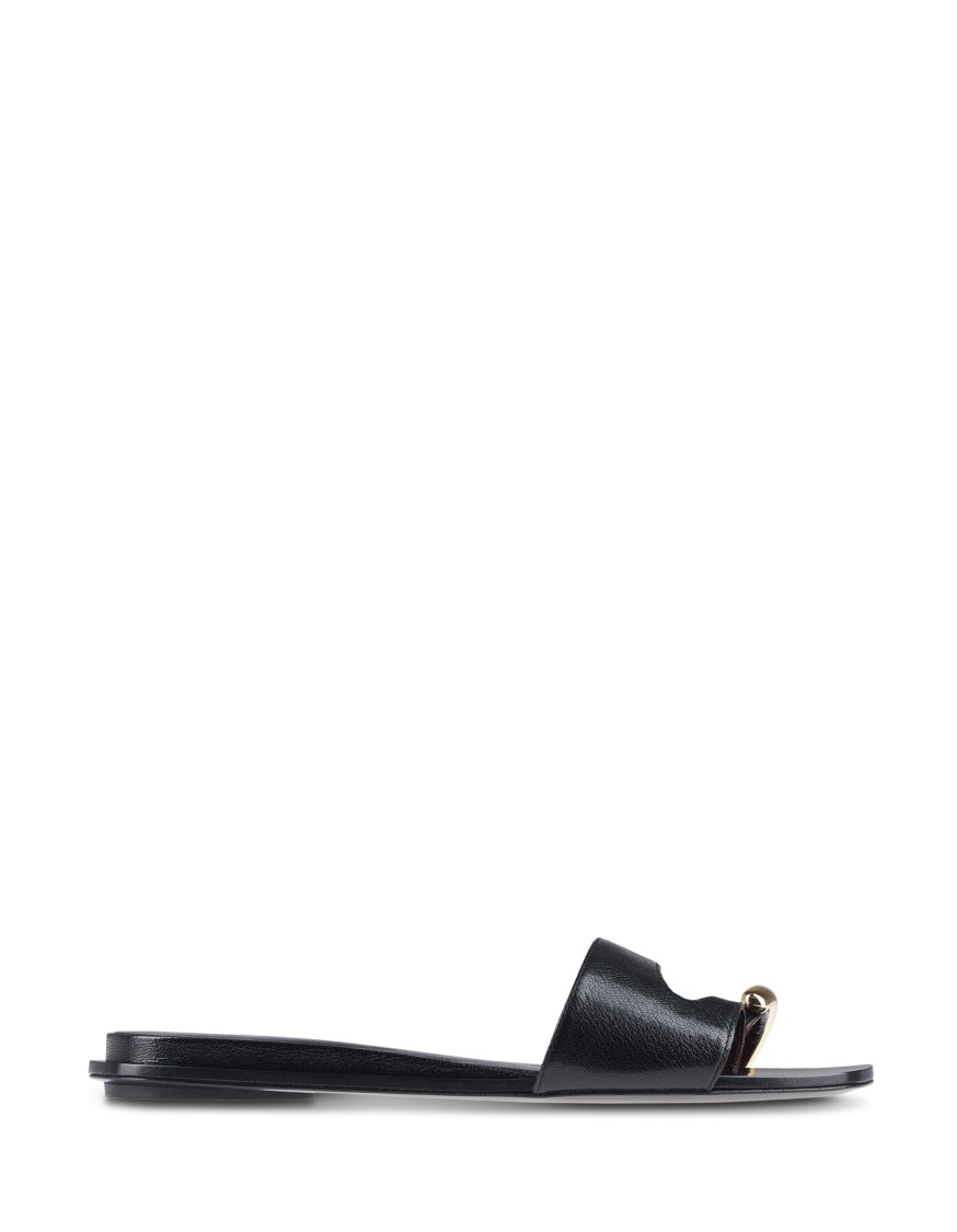 Tory Burch Pierced Slide Flat Shoes With Soft Caprine Leather In Red