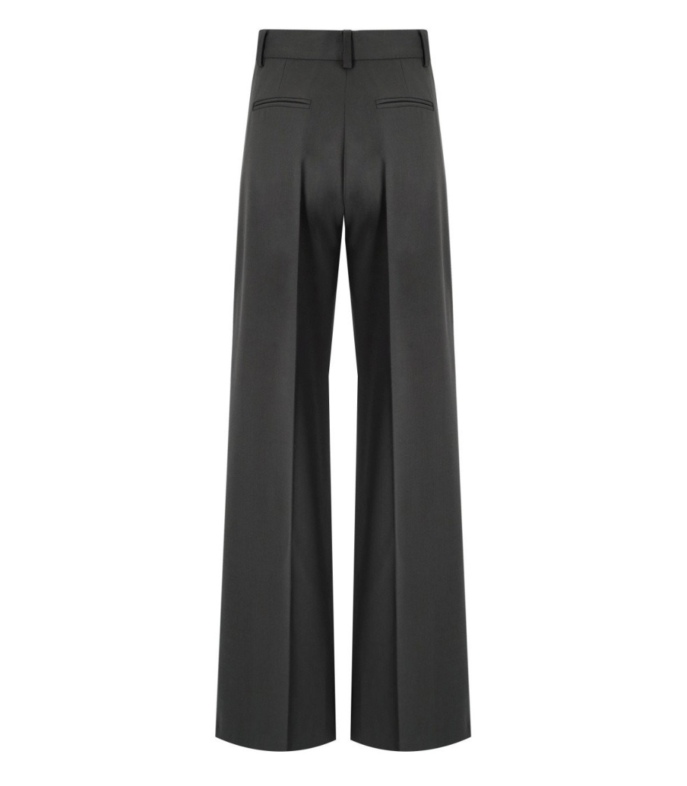 Shop Federica Tosi Dark Grey Wide Leg Trousers In Black