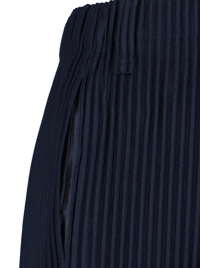ISSEY MIYAKE HOMME PLISSÉ ISSEY MIYAKE NAVY PLEATED HIGH-WAISTED TROUSERS WITH TWO SIDE POCKETS