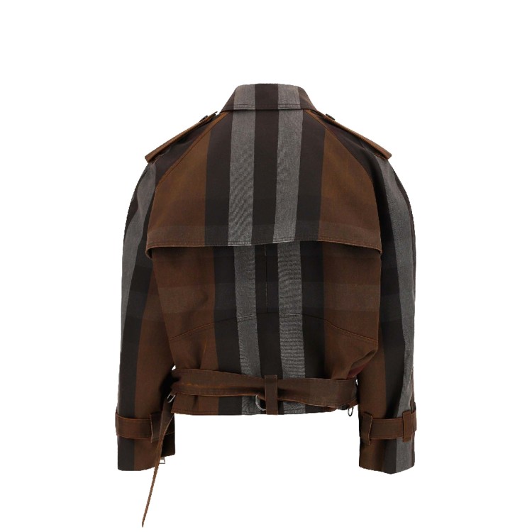ジャケット BURBERRY Women Jackets 8106335 C1632 Brown Burberry Women's Check Cropped Puffer Jacket Dark Birch