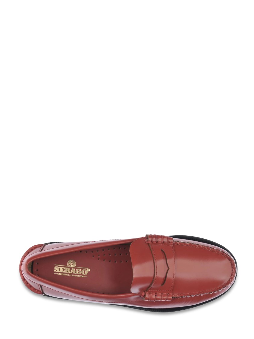 Sebago White Leather Danielle Pop Loafers In Red