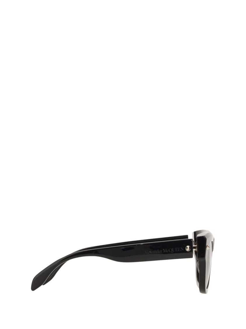 Alexander Mcqueen Angular Black Acetate Sunglasses With Glossy Finish In Black