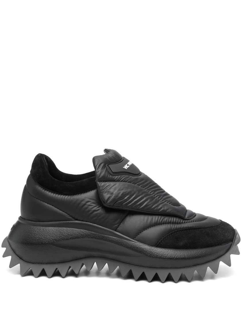 Vic Matie Vic Matié Black Wedge Sole Sneakers With Textured Upper In Black