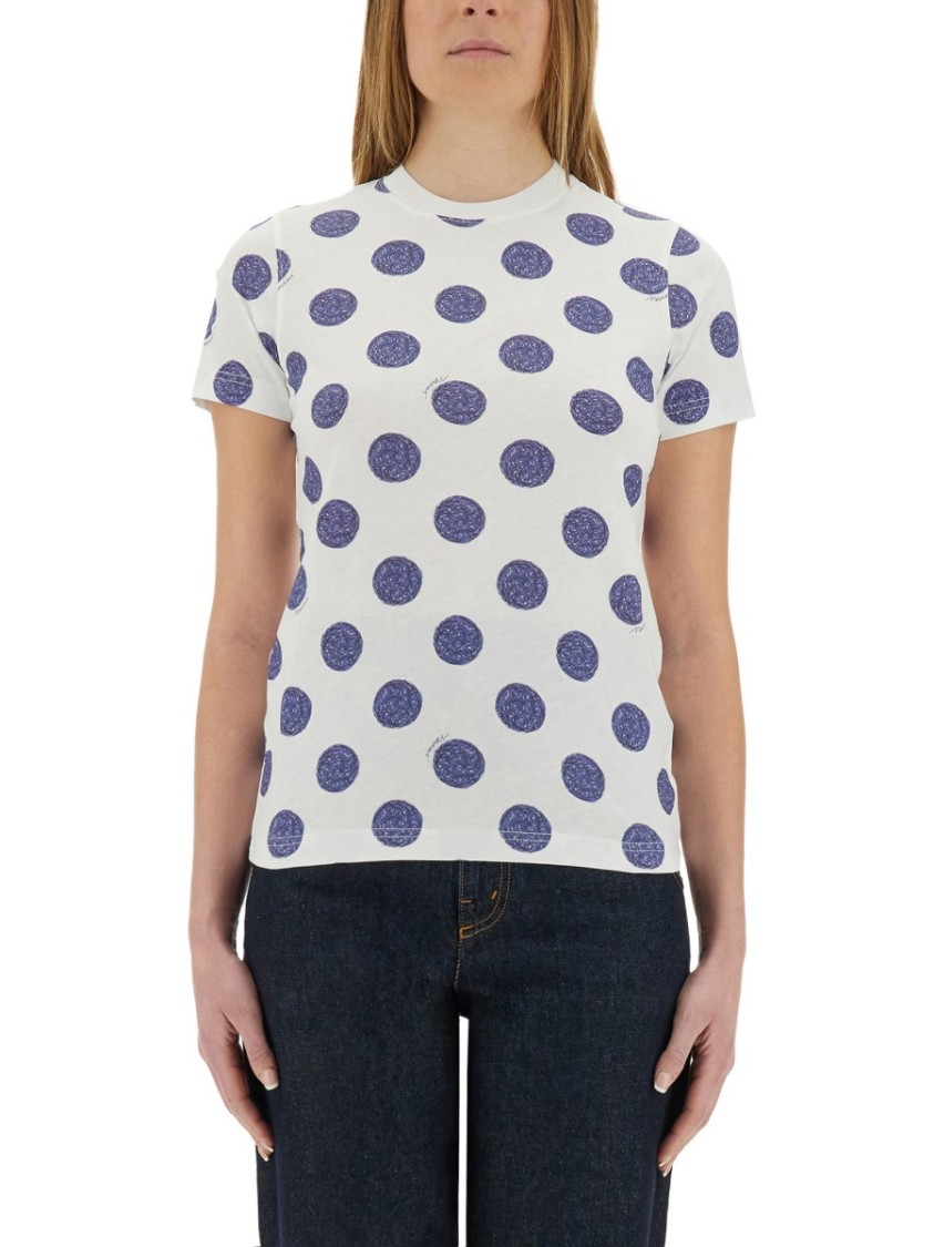 Shop Moschino "ballpoint Pen Polka Dots" T-shirt In White