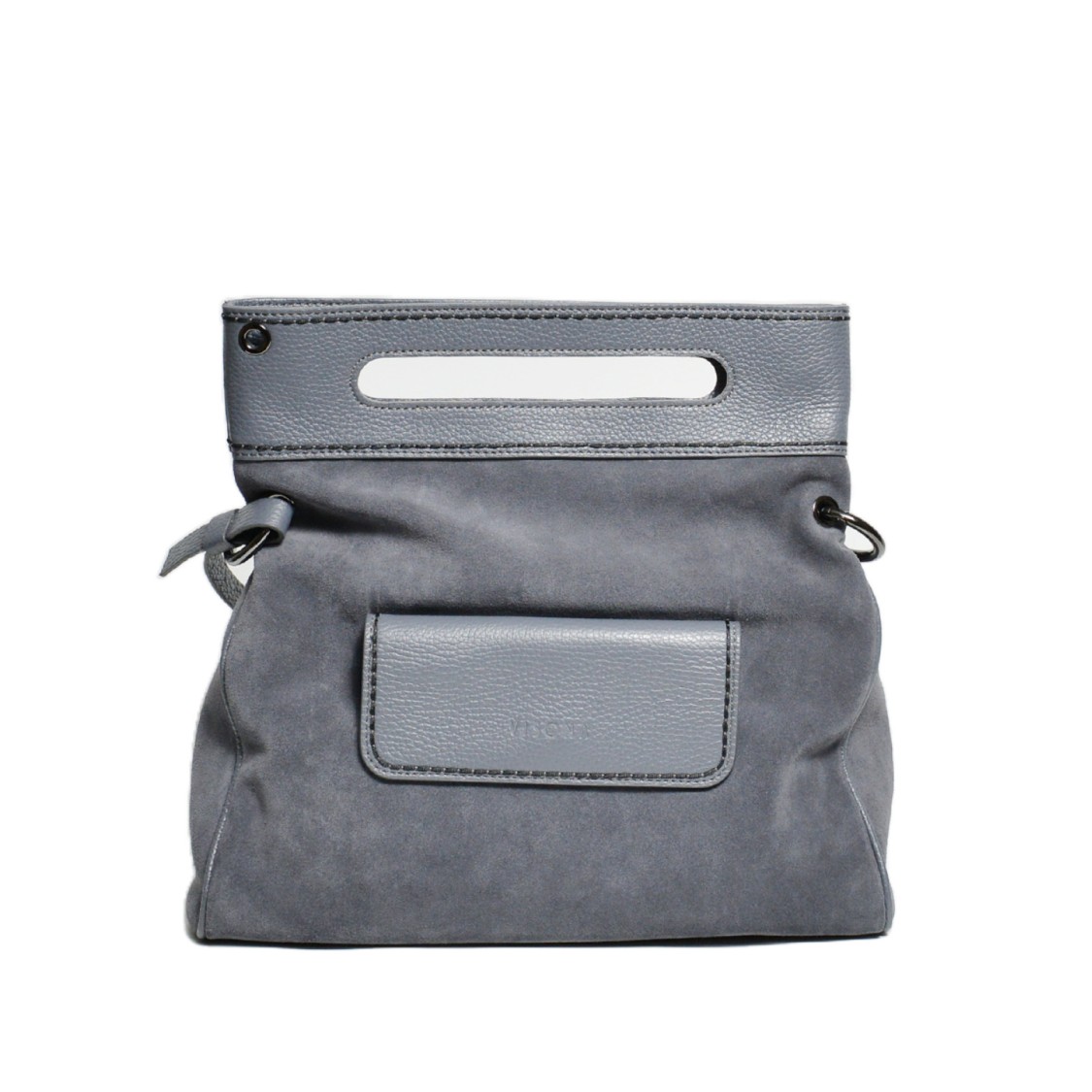 PLINIO VISONA' PLINIO VISONA' HAMMERED LEATHER AND SUEDE TWO-HANDLE FLAP BAG