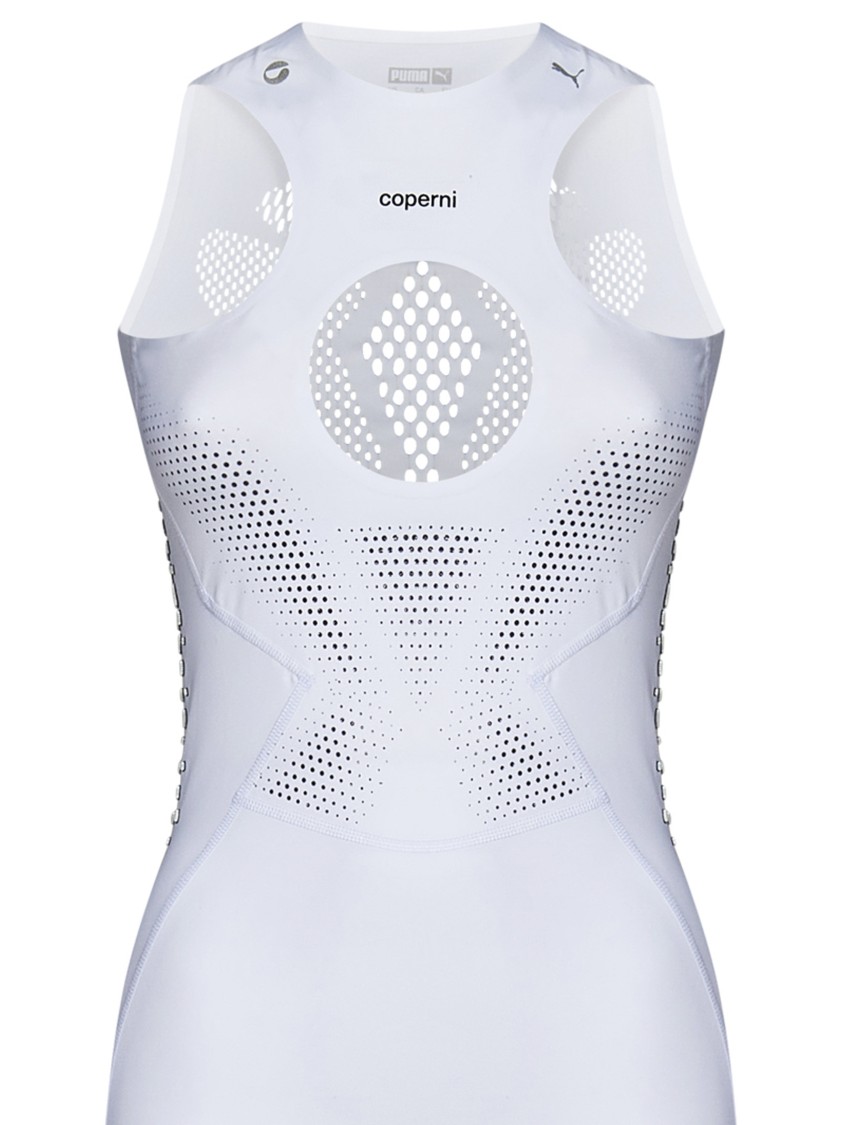 Coperni Womens Puma White Puwhte Puma X Fitted Stretch-jersey Midi Dress In White