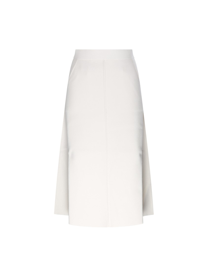 Max Mara Mid-length A-line Knitted Skirt With Subtle Side Slits In White