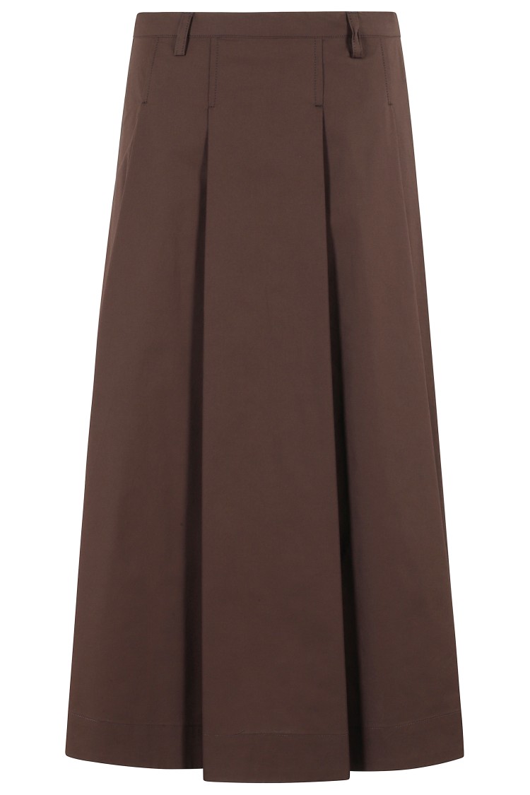 Seventy A-line Brown Poplin Stretch Maxi Skirt In Brown