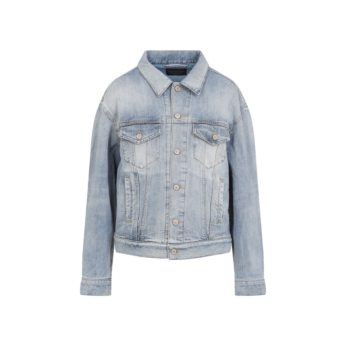 Balenciaga Standing Collar Jacket In Blue