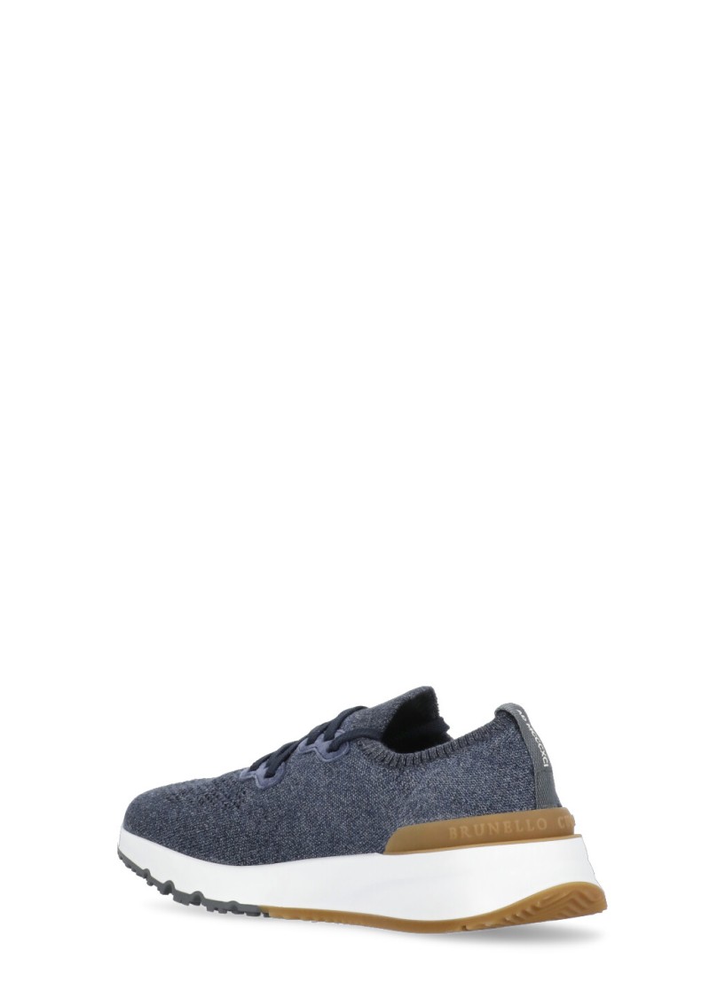 Brunello Cucinelli Knitted Runner Sneakers In Blue