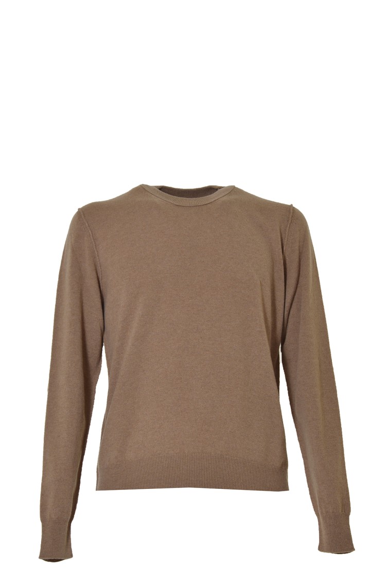 Shop Maison Margiela Camel Cashmere Crewneck Pullover In Brown