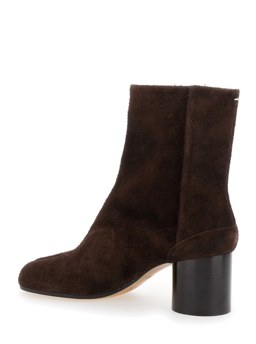 Shop Maison Margiela Brown Ankle Boots With Tabi Toe