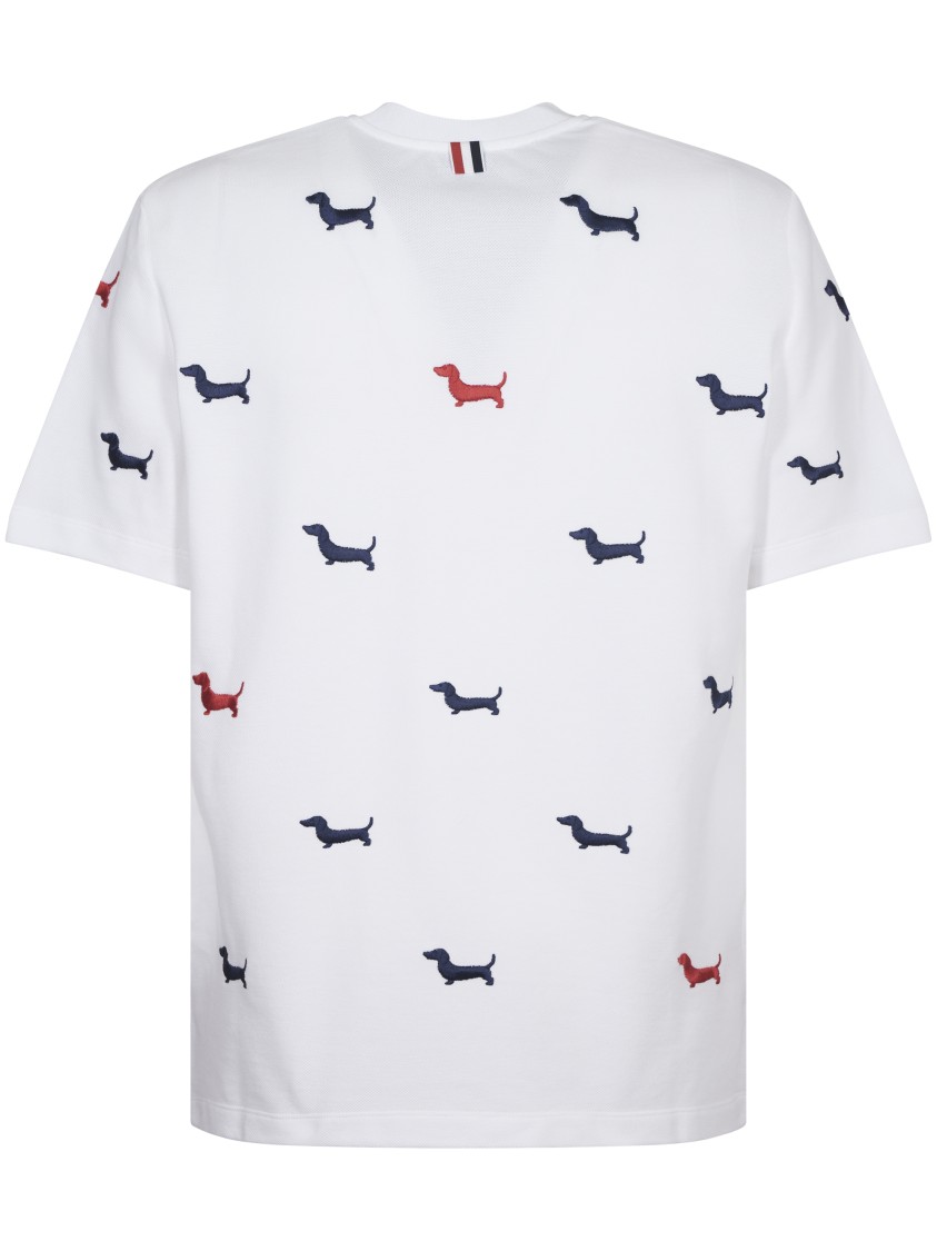 Thom Browne Dog-embroidery T-shirt In White