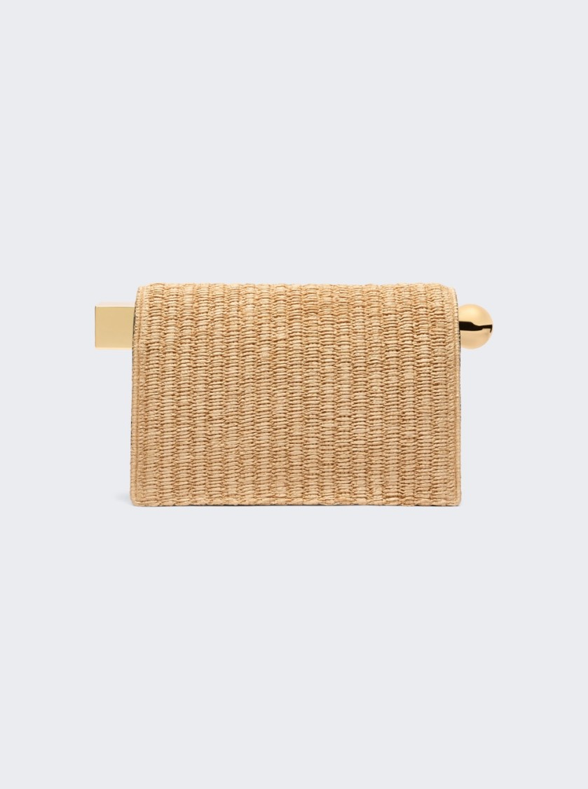 Shop Jacquemus Rond Carre Clutch Natural And Black In Neutrals