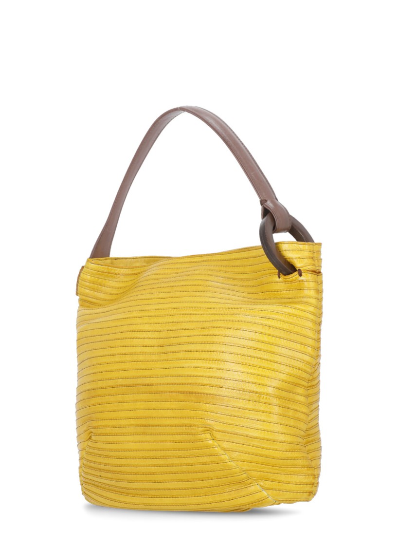 Majo Yellow Leather Shoulder Bag