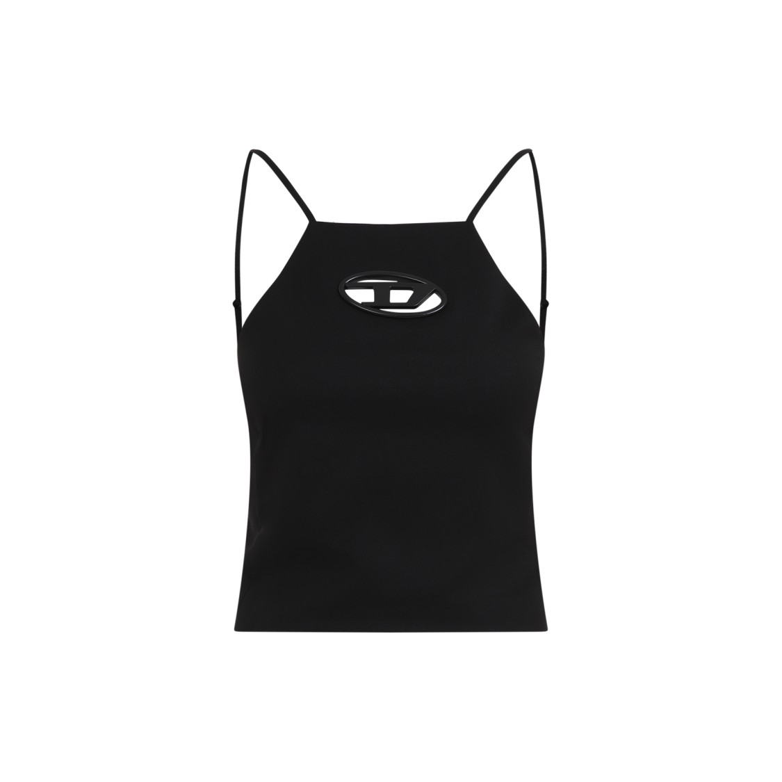 Diesel Women Black Stretch Polyester Blend T-wilight Top In Black