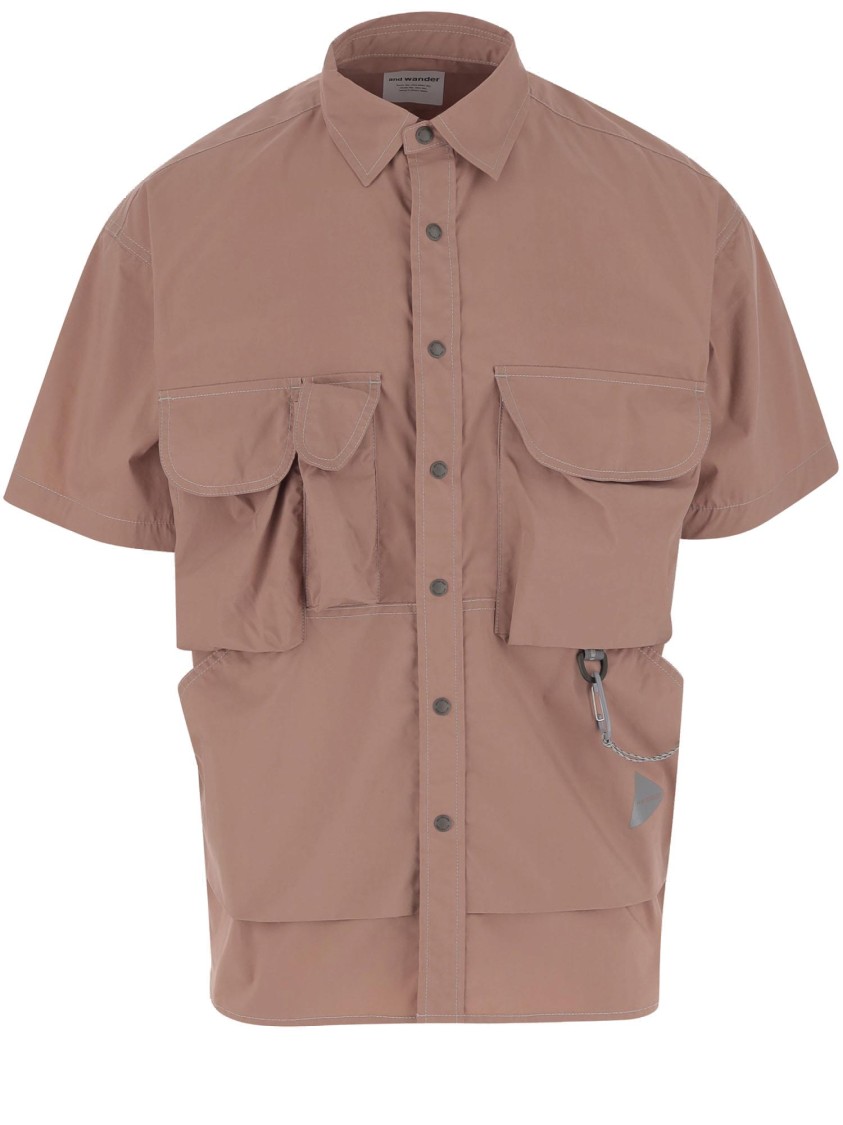 And Wander Short-sleeved Multi-pocket Shirt In Pink