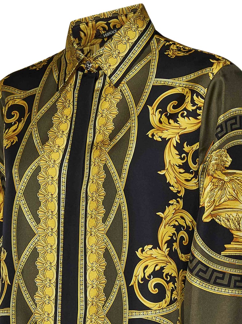 Shop Versace Baroque Print Silk Shirt In Black