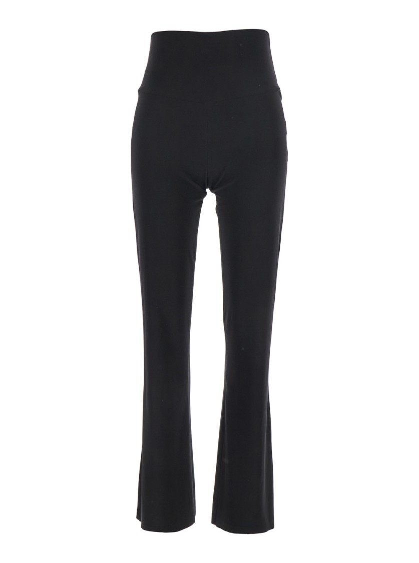 Norma Kamali Boot Black Pants With High Waist And Wide Leg In Tech Fabric Stretch Woman In Black