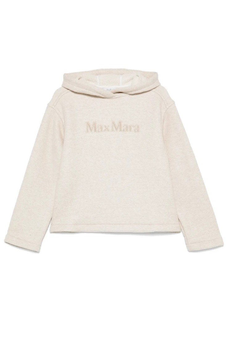 Max Mara Cropped Relaxed-fit Hoodie With Embroidered Logo In Neutral