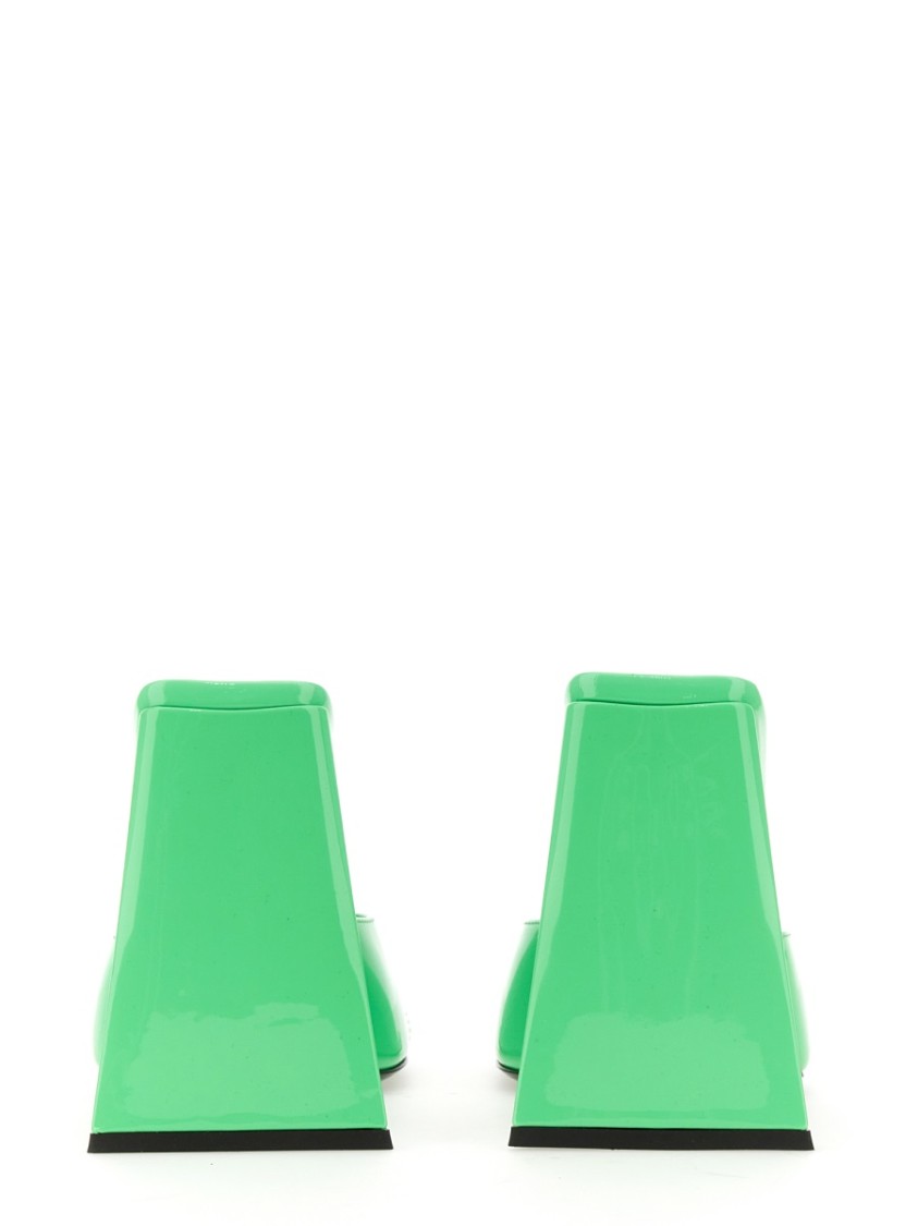 Attico Devon Patent Leather Sandals In Green