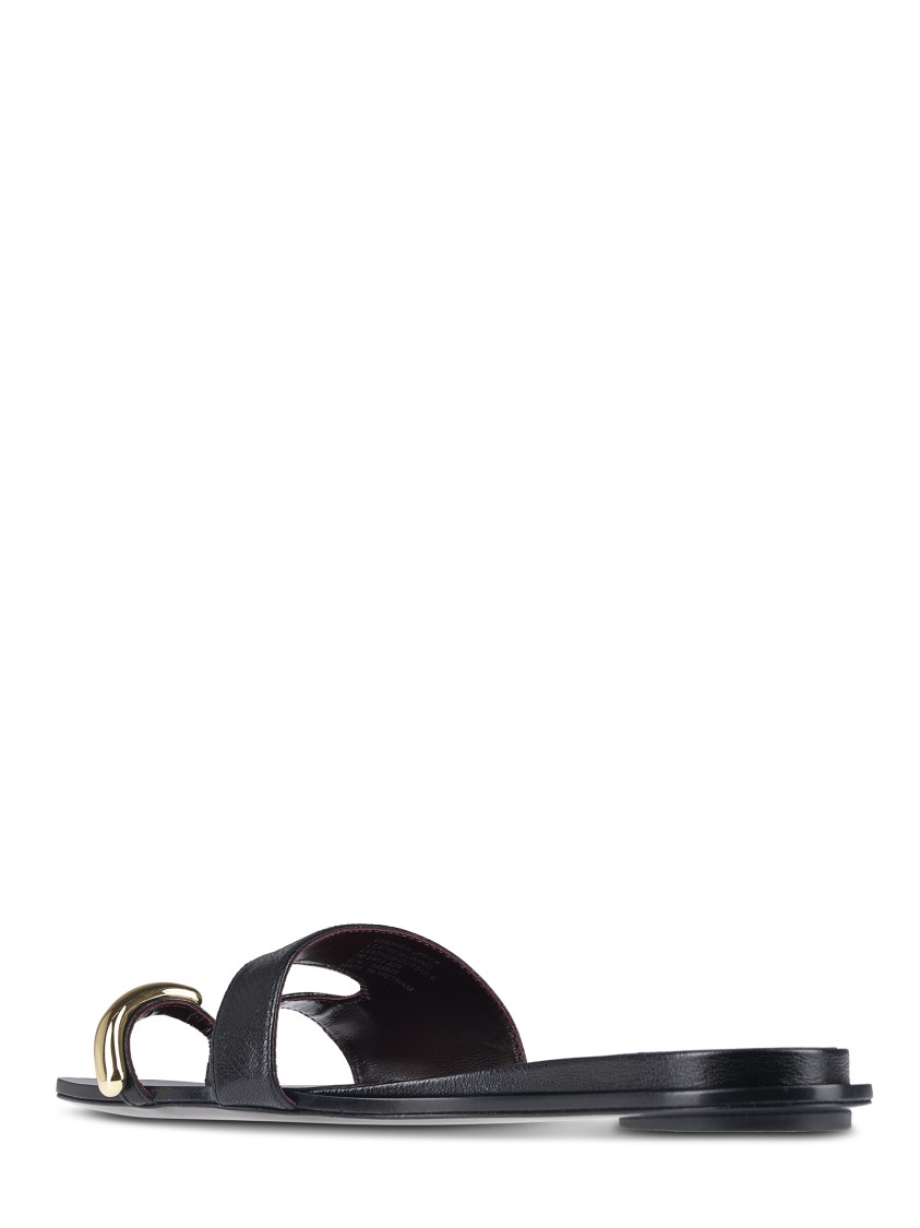 Tory Burch Pierced Slide Flat Shoes With Soft Caprine Leather In Red