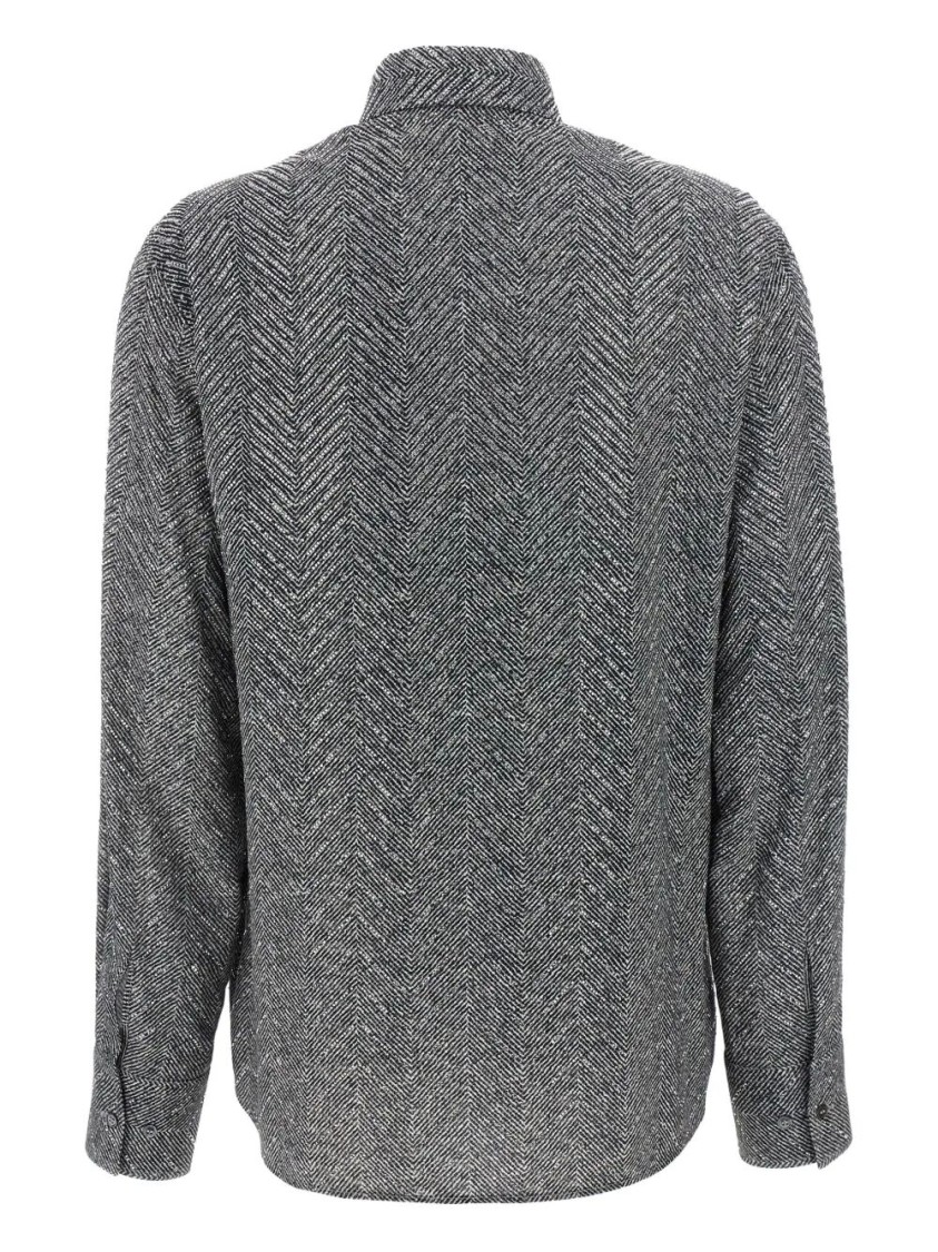 Ermanno Scervino Herringbone Shirt Adorned With Rhinestone Details In Black