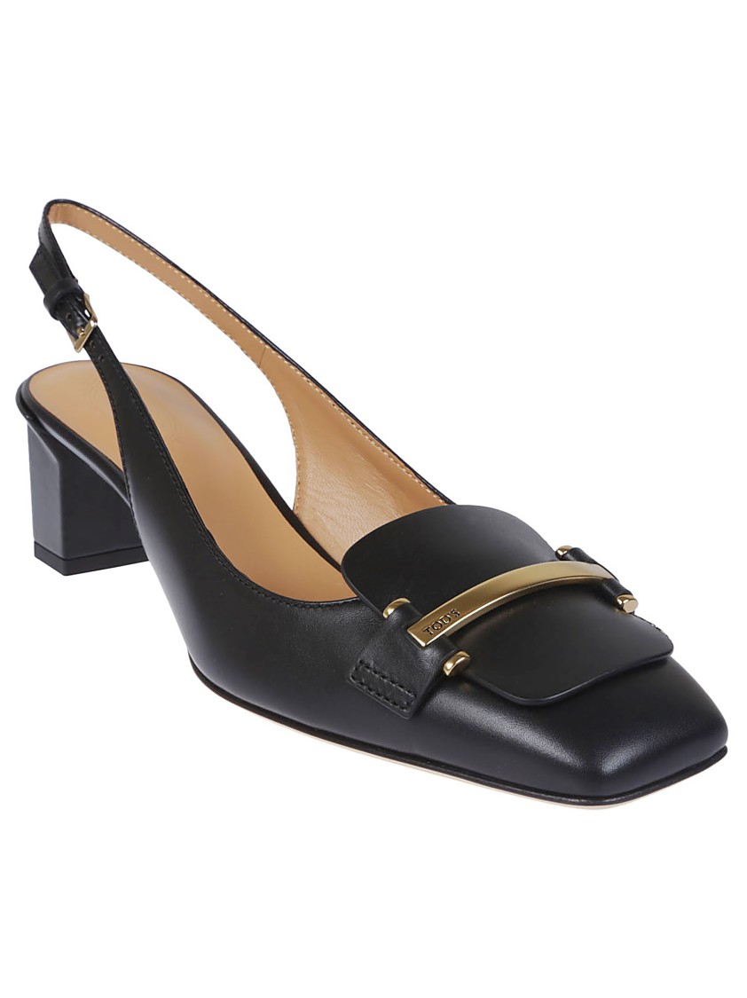 Tod's Tods Barretta 50 Smoothed Leather Slingback Pumps In Black