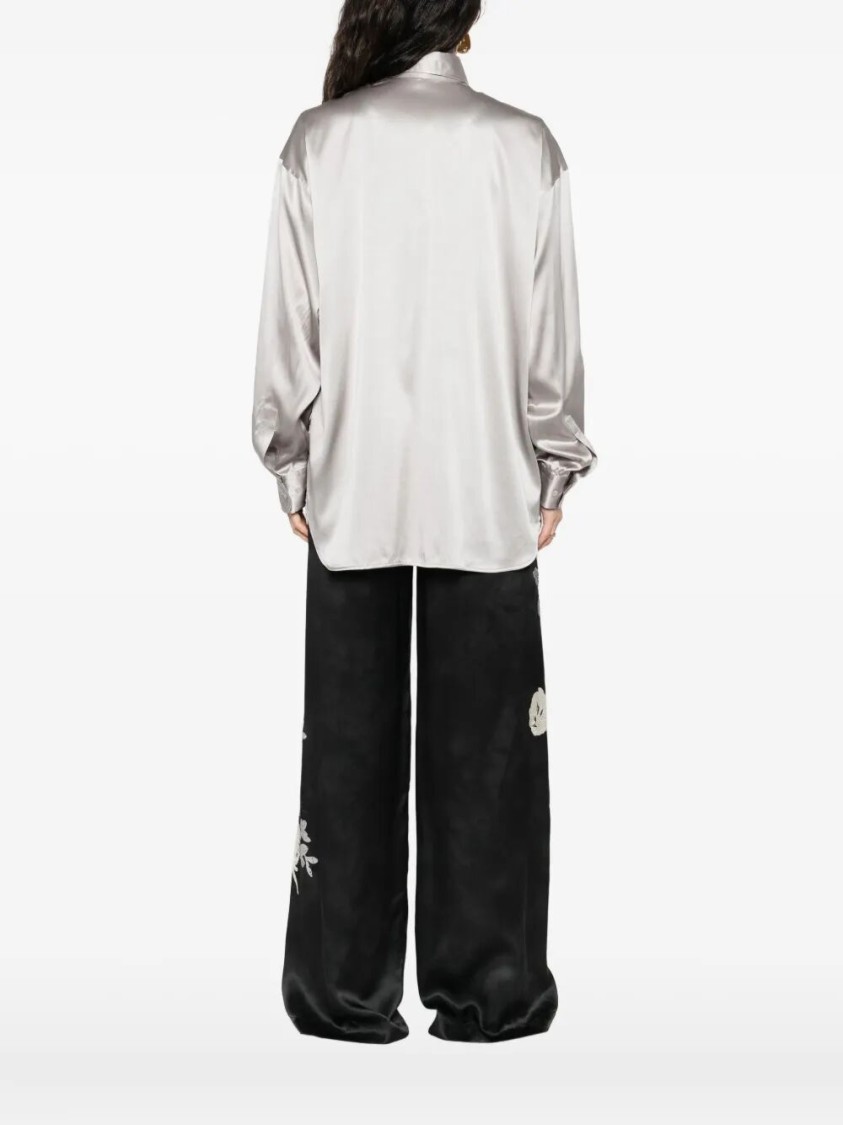 Ermanno Scervino Lustrous Silk Button-up Shirt In White