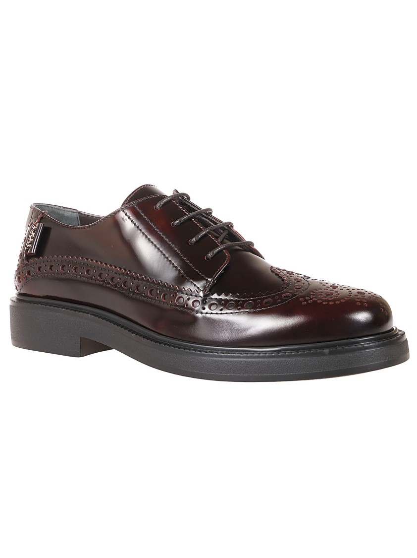 Tod's Brogue Leather Lace-up Shoes With Polished Finish In Black